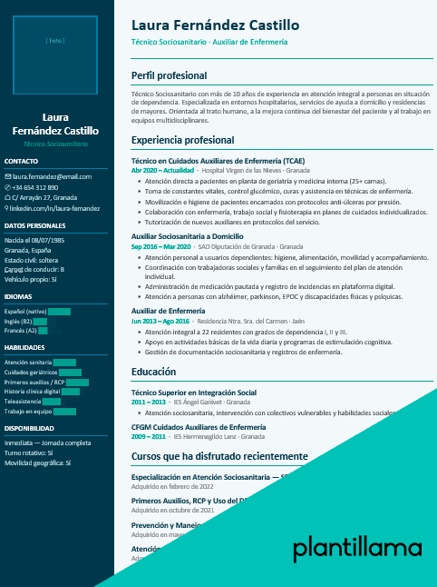 curriculum sociosanitario plantilla