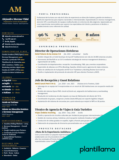 curriculum turismo plantilla