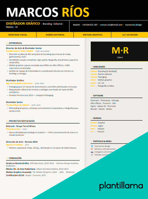 curriculum vitae diseñador grafico