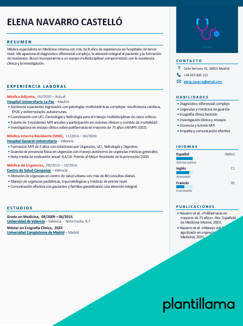 curriculum vitae medico