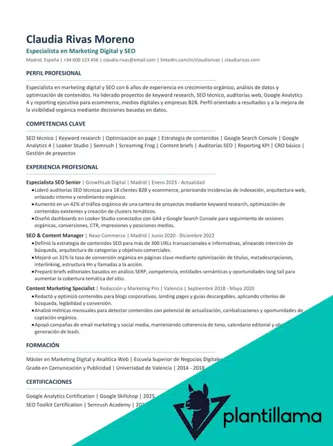 curriculum vitae para ats