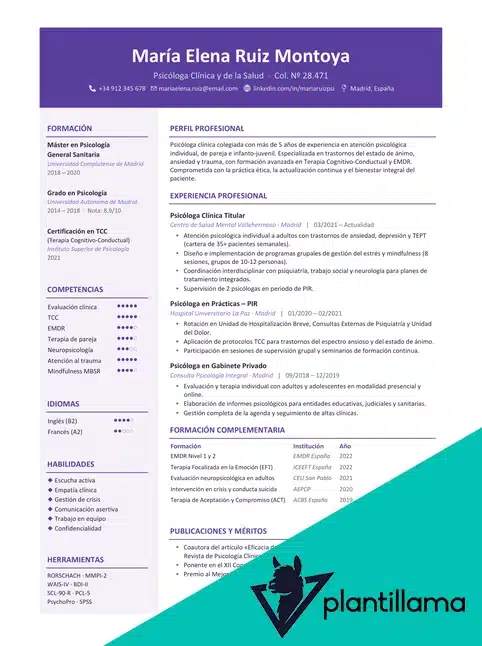 Currículum Vitae Psicología