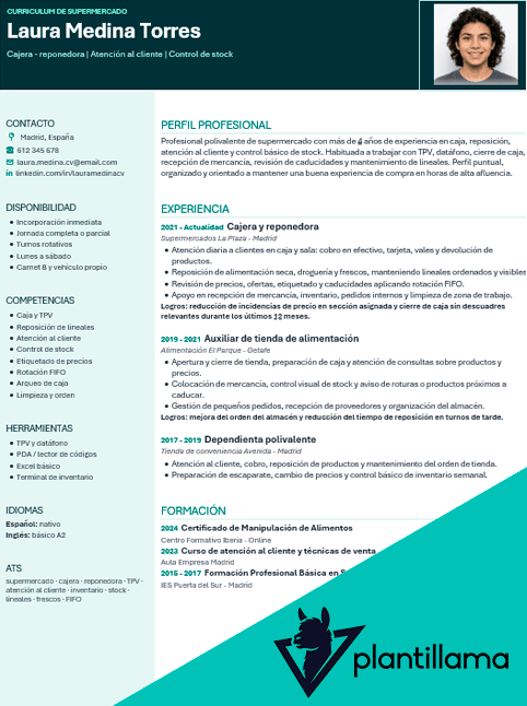 curriculum vitae supermercado