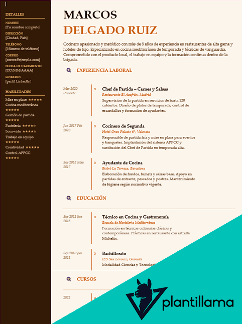 cv cocina