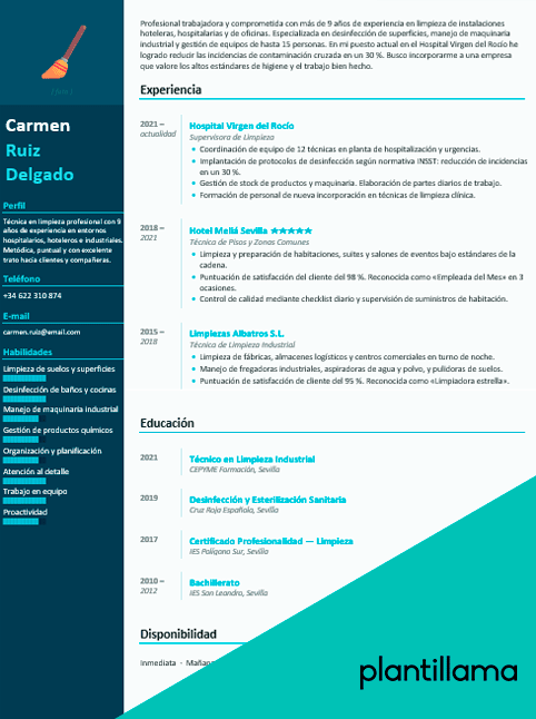 cv de limpieza