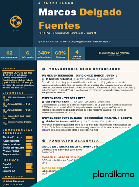 cv entrenador de futbol word
