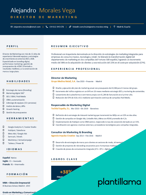 cv gerente de marketing