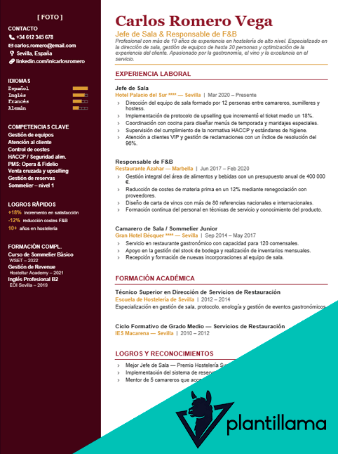 cv hosteleria