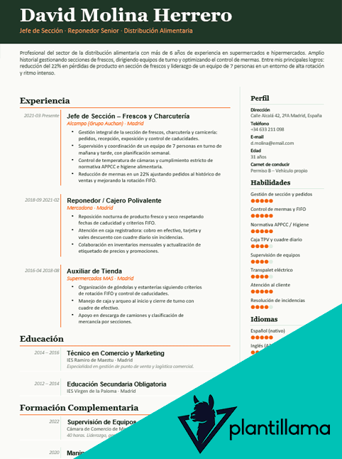 cv para supermercado