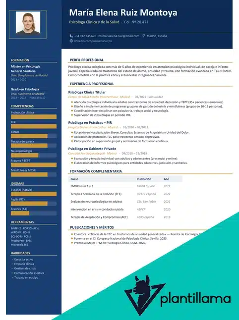 CV Psicología Ejemplo