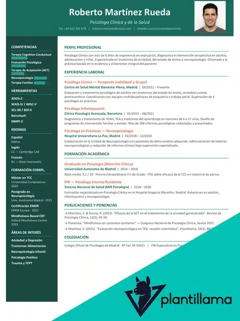 cv psicologia