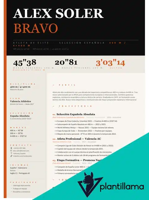 ejemplo curriculum deportista