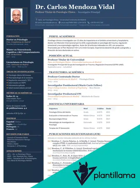modelo de currículum académico