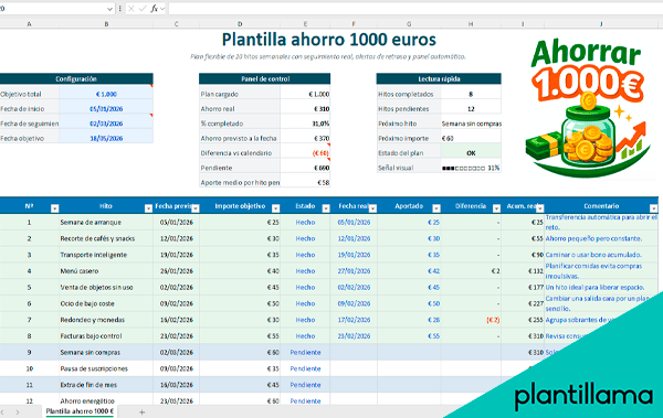 plantilla ahorro mil euros excel