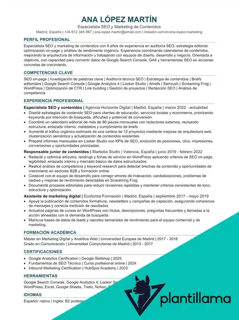 plantilla ats cv gratis