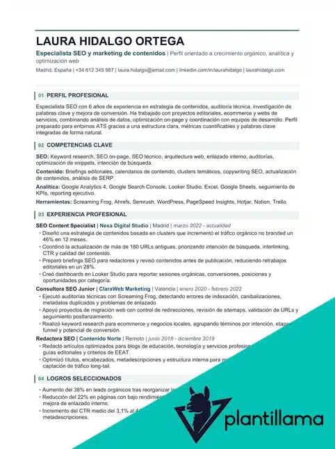 plantilla curriculum ats