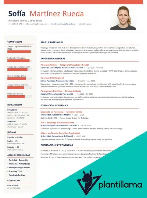 Plantilla Currículum Psicología