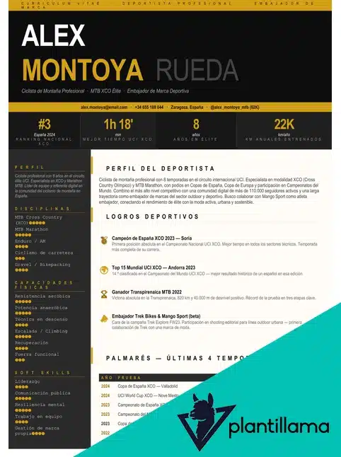 plantilla para curriculum deportivo