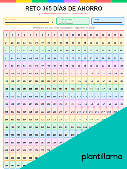 reto ahorro 365 dias plantilla