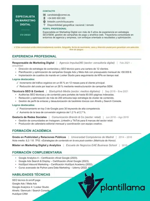 curriculum ciego plantilla