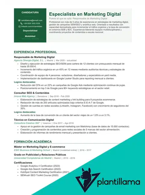 curriculum vitae ciego
