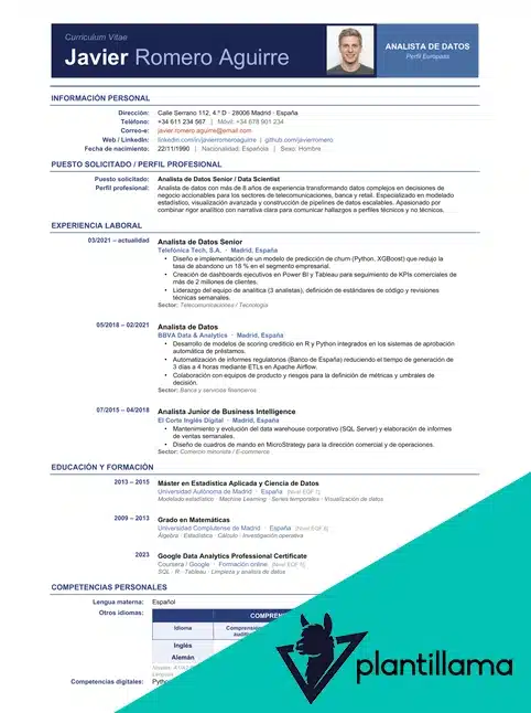 modelo curriculum vitae europeo