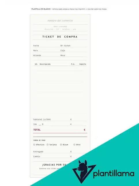 ticket de compra para imprimir