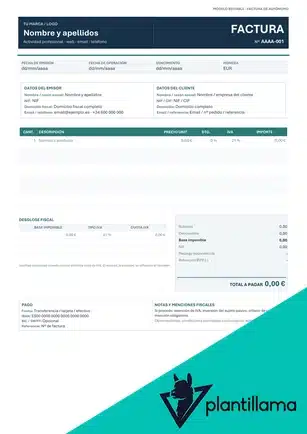 Modelo FACTURA AUTÓNOMO Word y PDF gratis