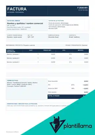 Modelo FACTURA AUTÓNOMO Word y PDF gratis